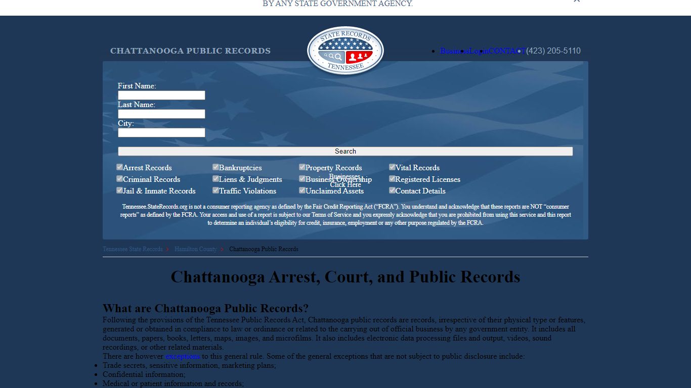 Chattanooga Arrest and Public Records - StateRecords.org